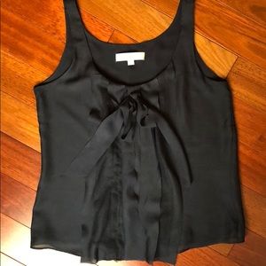 Loft Sleeveless Blouse with Bow Tie And Ruffles